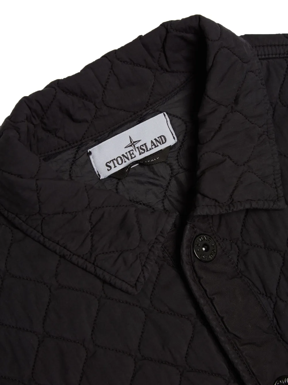 Стеганый бомбер на кнопках Stone Island, черный — фото 3