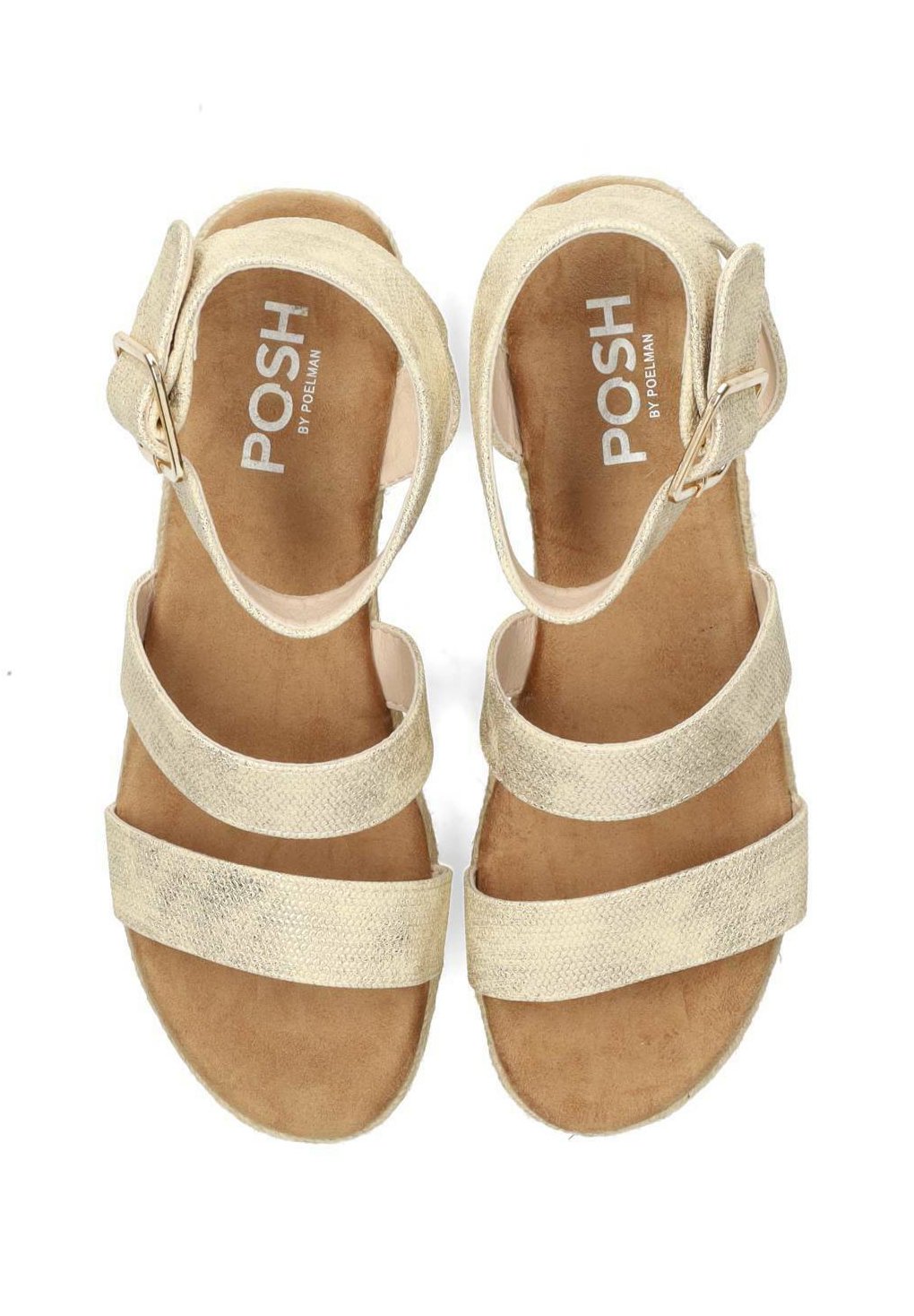 Босоножки на танкетке Espadrilles Posh by Poelman, золотой — фото 4