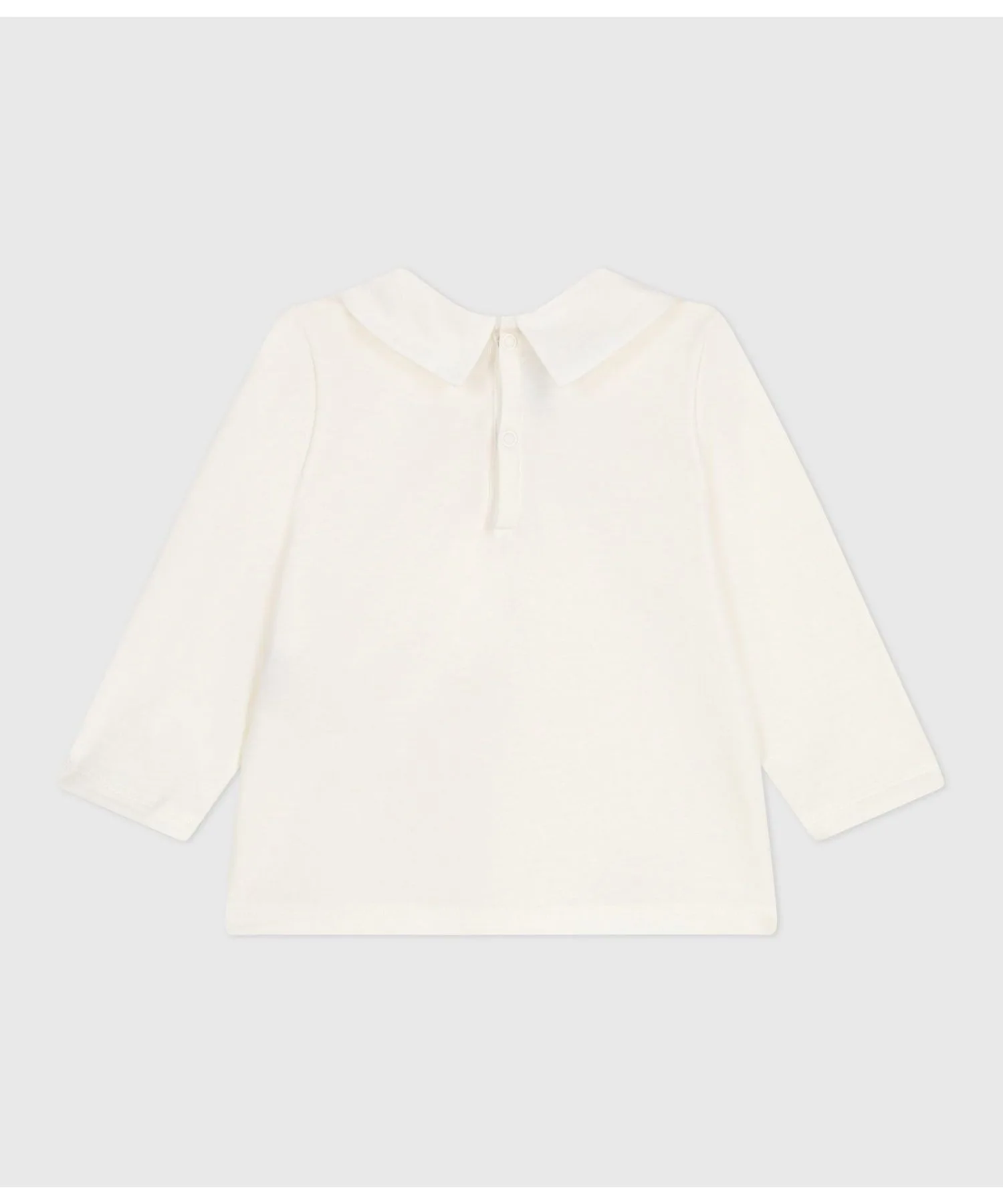 Детская блуза длинная рубашка однотонная с вышивкой PETIT BATEAU бежевая — фото 2