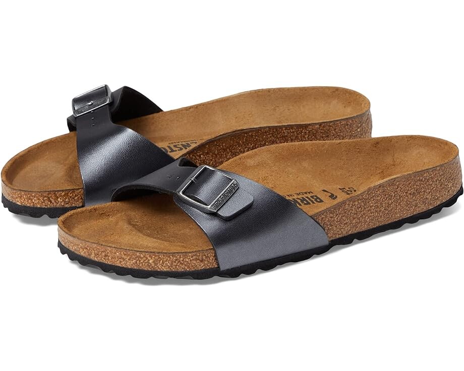 

Сандалии Birkenstock Madrid - Birko-Flor & Birkibuc, цвет Metallic Black Birko-Flor