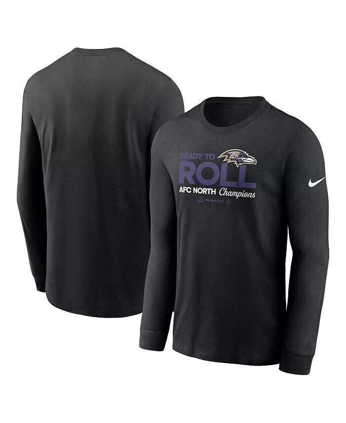 

Мужская черная футболка с длинным рукавом Baltimore Ravens 2024 AFC North Division Champions Locker Room Trophy Collection Nike