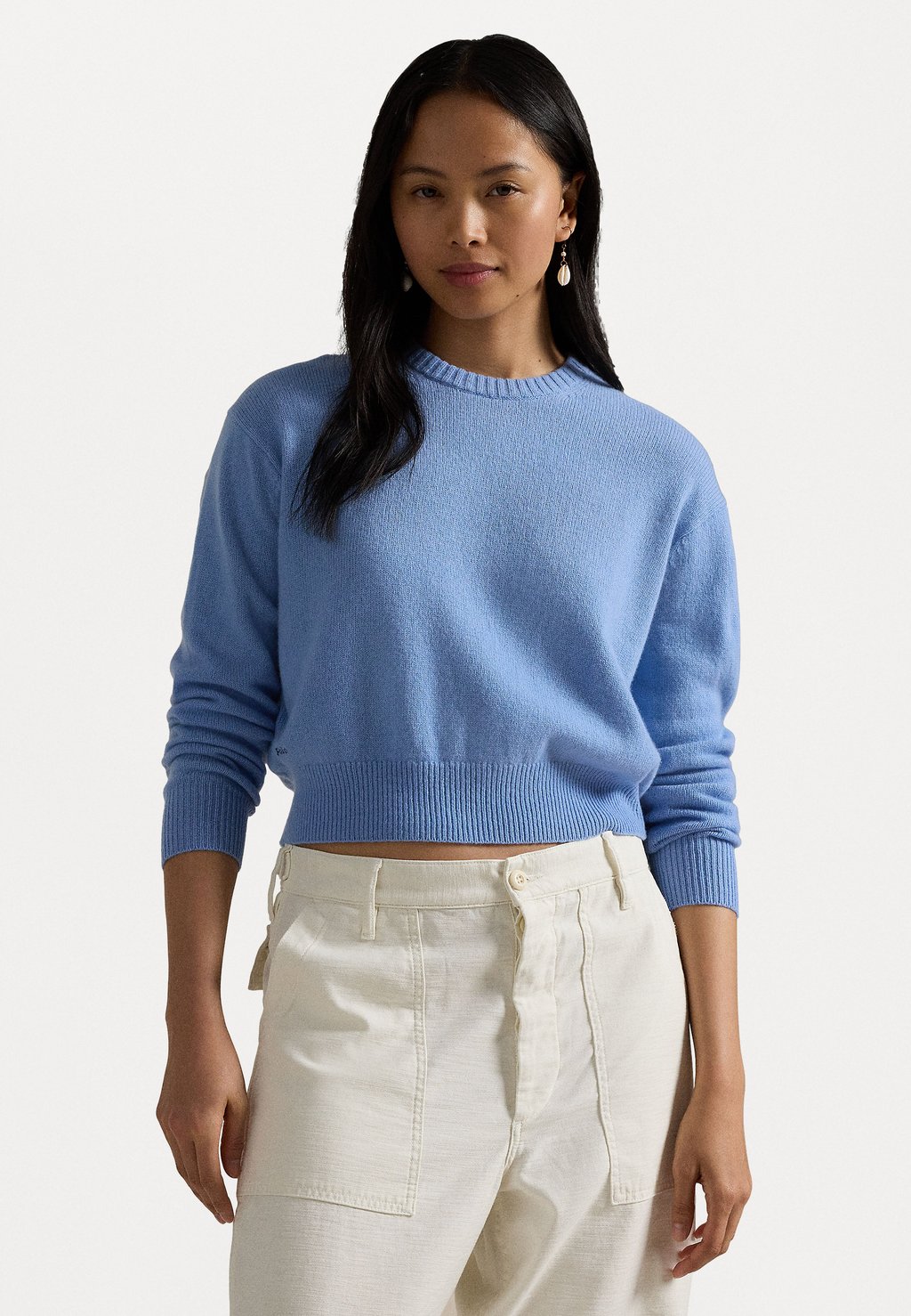 

Свитер WOOL BLEND CROPPED CREWNECK SWEATER Ralph Lauren, цвет New Litchfield Blue