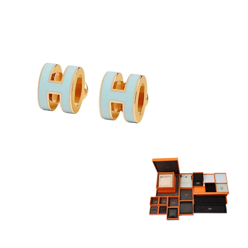 

HERMES Лаковые металлические серьги Art Women's Polar Blue