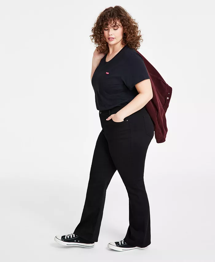Модные джинсы с высокой посадкой и расклешенными штанинами Plus Size 725 Levi's, черный — фото 3