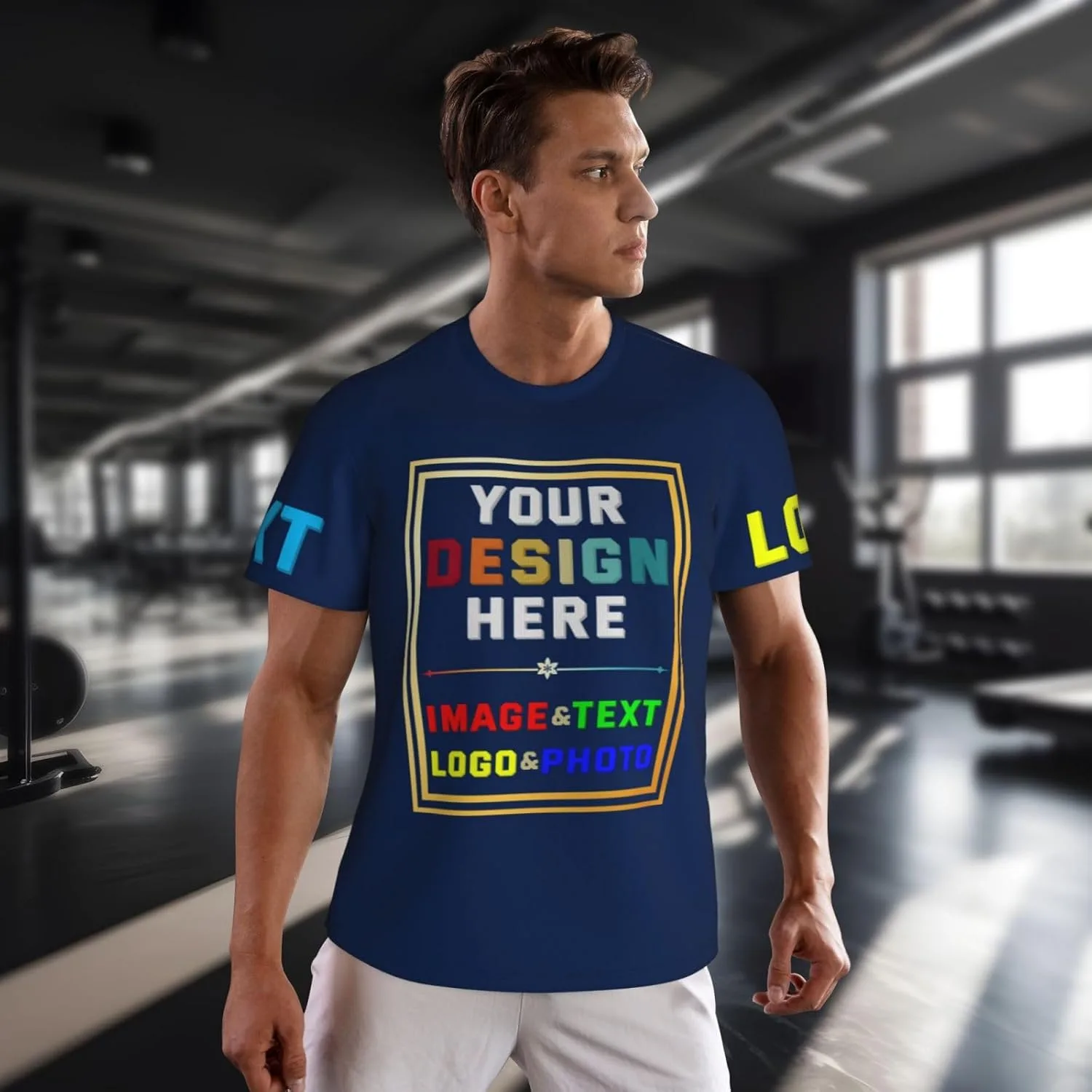 Футболка Custom для мужчин с принтом на передней и задней стороне — фото 4