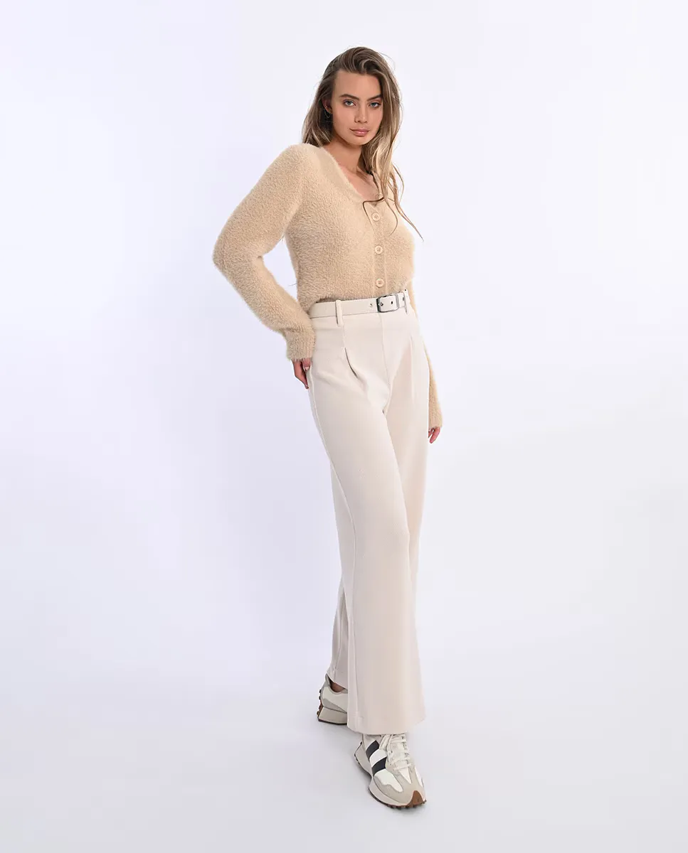 

Женские брюки-кюлоты с завышенной талией и поясом Lili Sidonio, кремовый