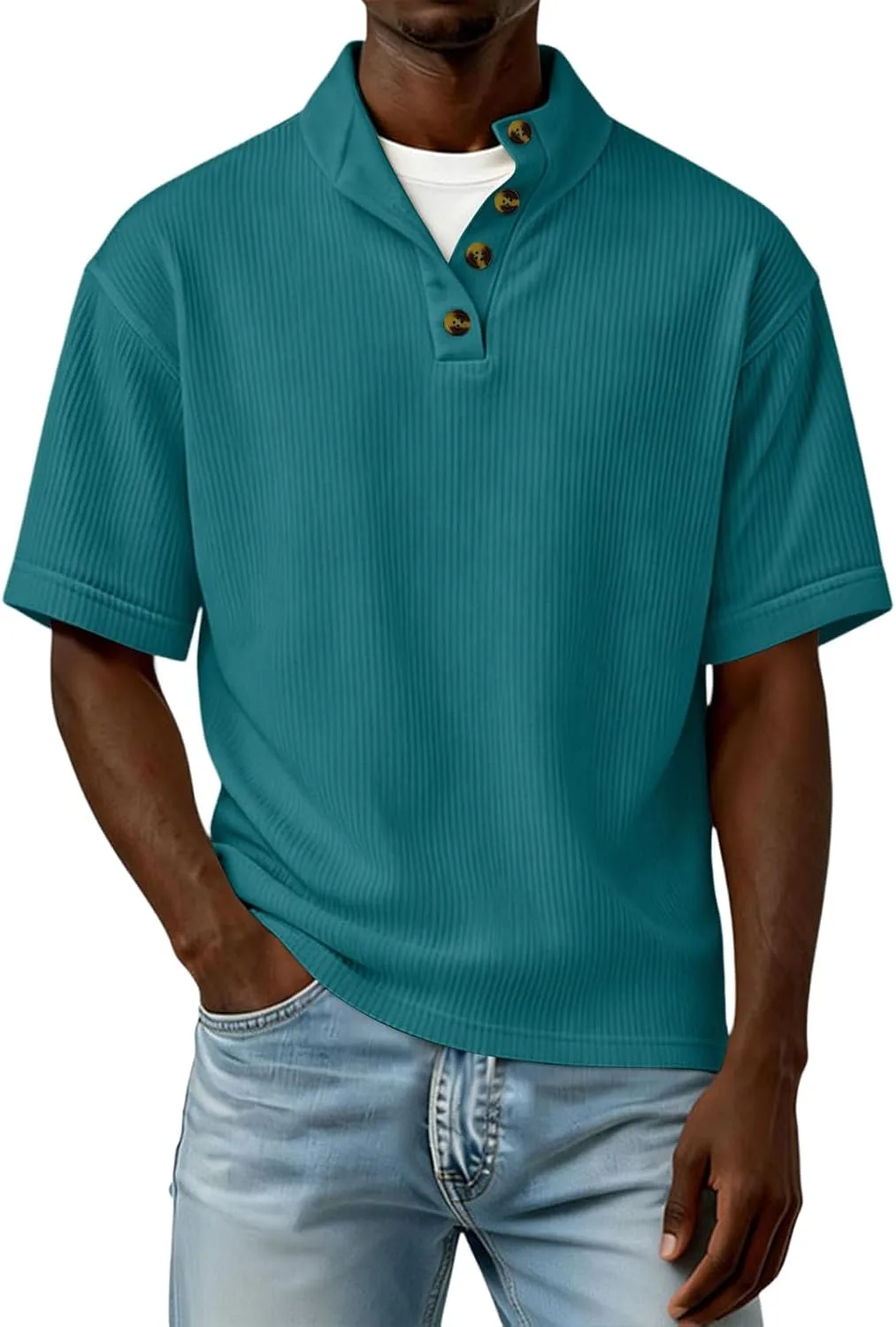 

Мужская поло Vintage Ribbed Knit с воротником стойкой