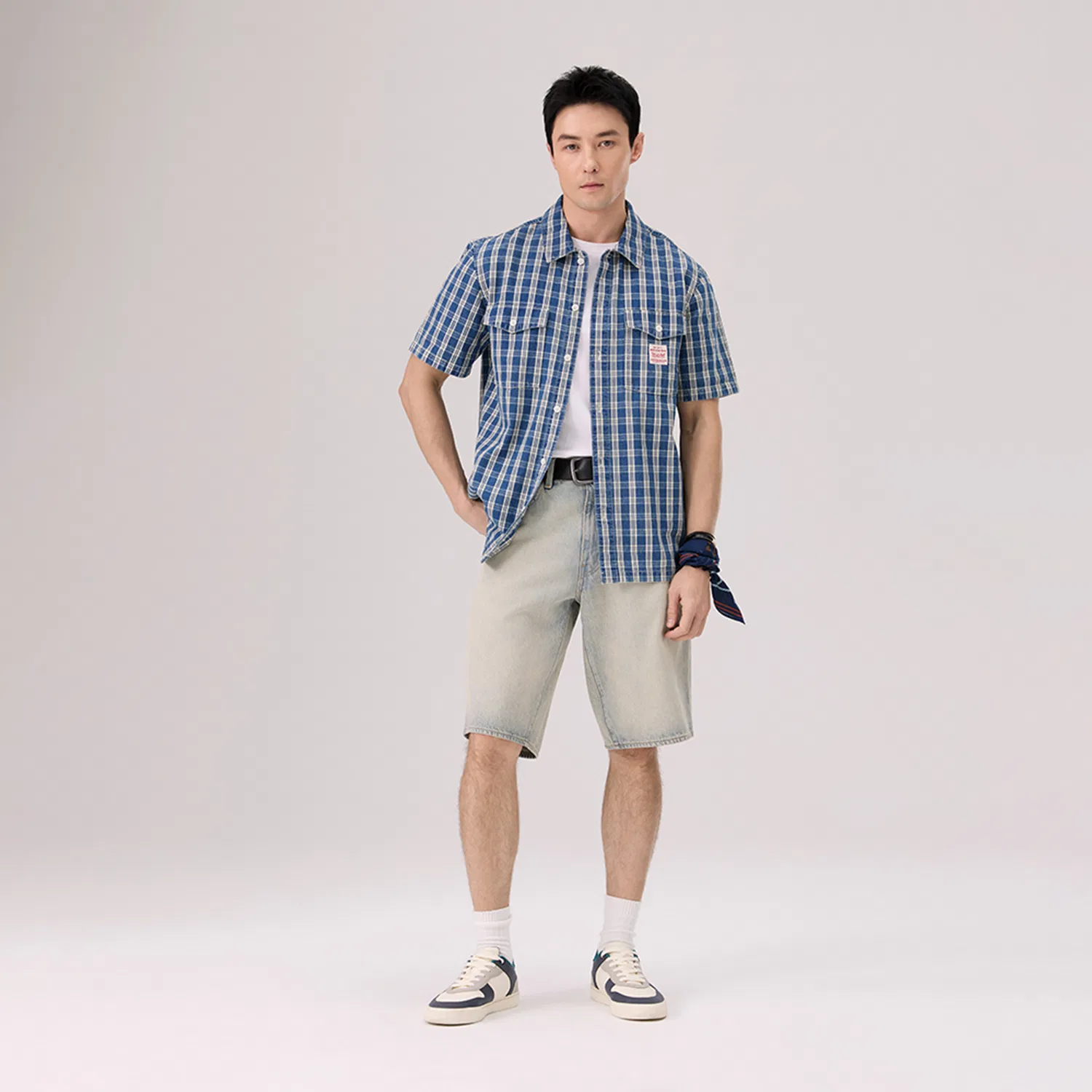 Джинсовые шорты Levis 478 Logo Patch Baggy синие — фото 4