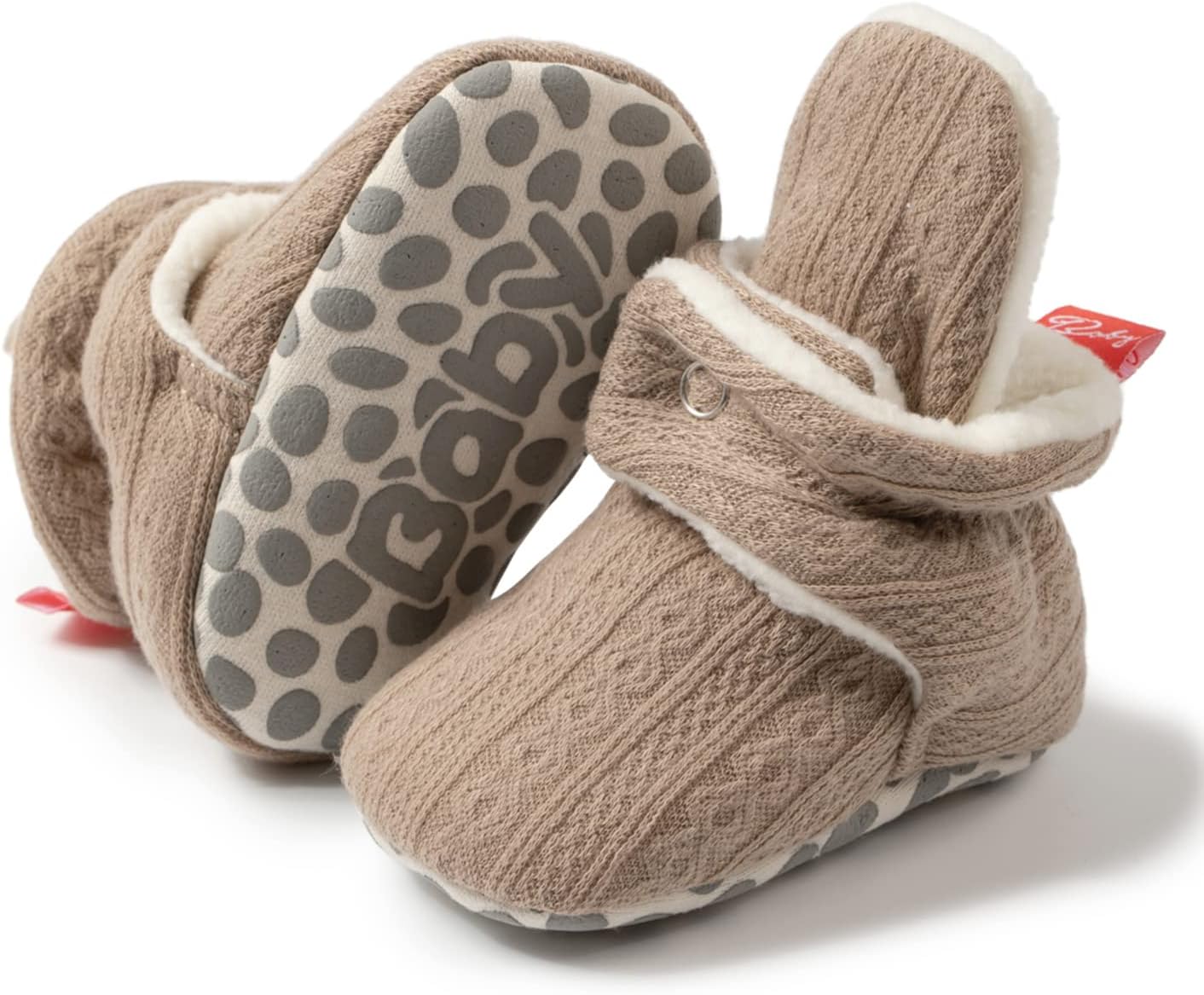 

HsdsBebe Унисекс Новорожденные Детские Хлопковые Пинетки с Нескользящей Подошвой для Малышей Мальчиков и Девочек Зимние Теплые Флисовые Носочки-Обувь, A01/Knit Cotton Light Brown