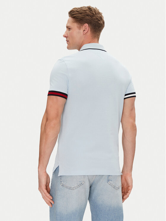 Рубашка поло облегающего кроя Flag Cuff MW0MW38458 Tommy Hilfiger, голубой — фото 3