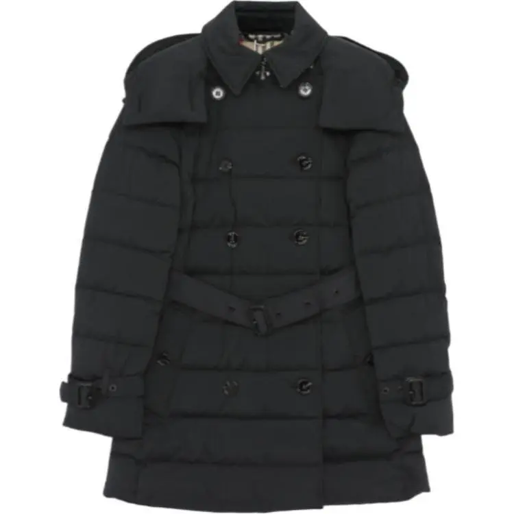 

Burberry Двубортное пальто с поясом на утеплителе, Black