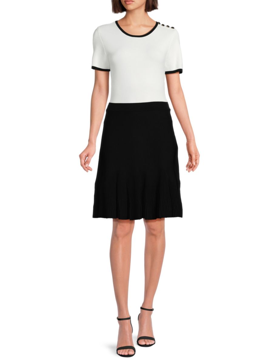 

Мини-платье-свитер в стиле колорблок Karl Lagerfeld Paris, черный