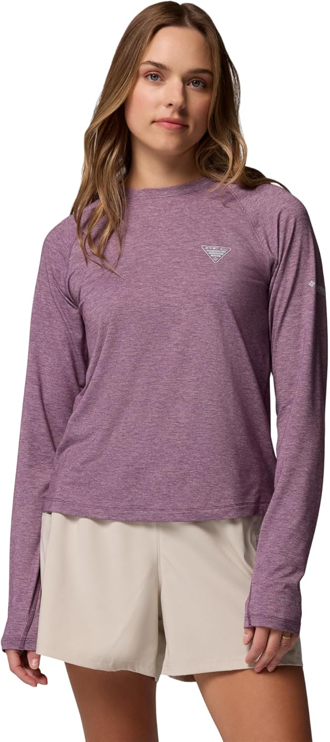 

Футболка Columbia Womens PFG Uncharted Knit Long Sleeve, Dusty Purple Heather, Фиолетовый, Футболка Columbia Womens PFG Uncharted Knit Long Sleeve, Dusty Purple Heather