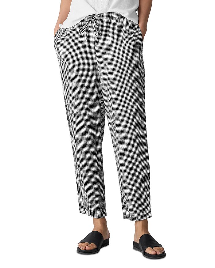 

Морщинистые льняные укороченные брюки Eileen Fisher, мультиколор