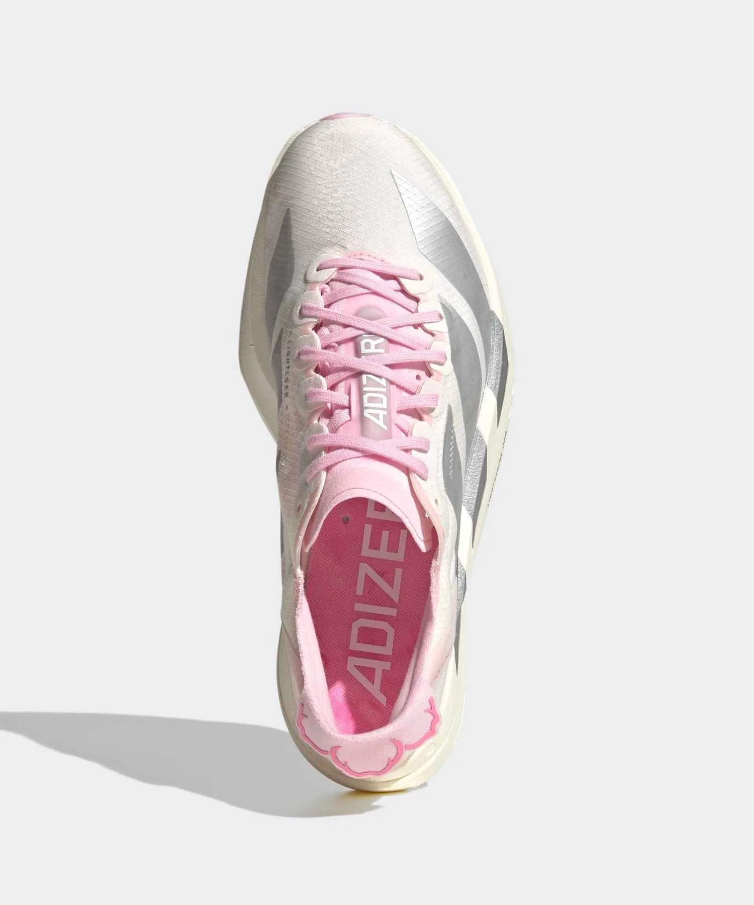 Унисекс кроссовки для бега Adidas Adizero Adios Pro 4 с амортизацией бело-розовые — фото 2