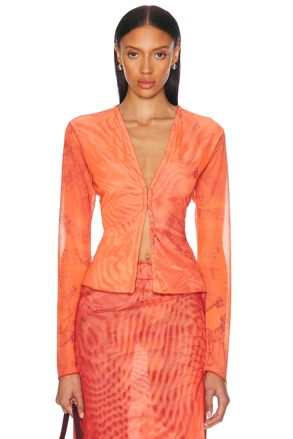 

Длинный кардиган с рукавами Jade Cropper, Red Snake Print