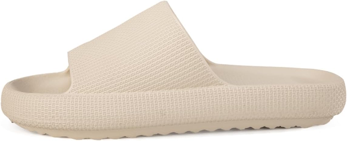 

Тапочки с высокой эластичностью для женщин и мужчин, для ванной и душа, с мягкой подошвой, как облако, пляжные и садовые сабо Ilinxuan, бежевый