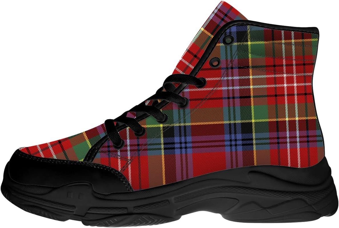 

Мужские и женские высокие кеды в шотландскую клетку, кеды на шнуровке с платформой из ткани, подарки для него и для нее Generic, красный/синий/зеленый