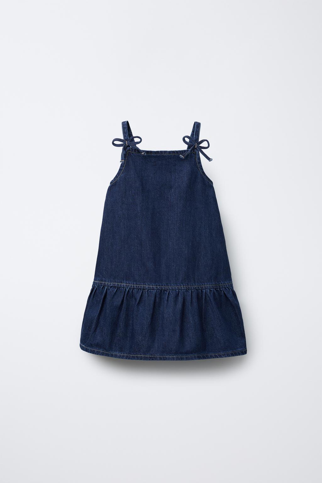 

Джинсовое платье с бантиками ZARA, синий