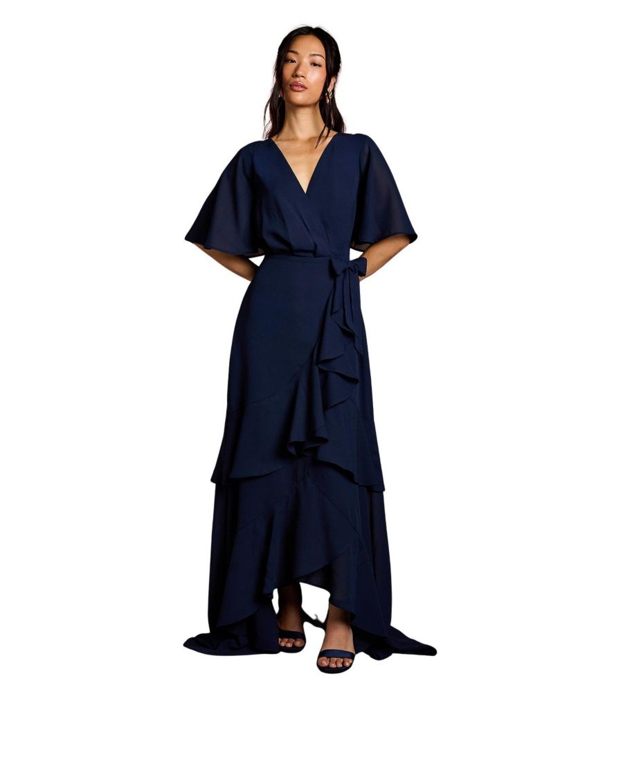 

Женское длинное платье подружки невесты с рукавами-крылышками Coast, Navy