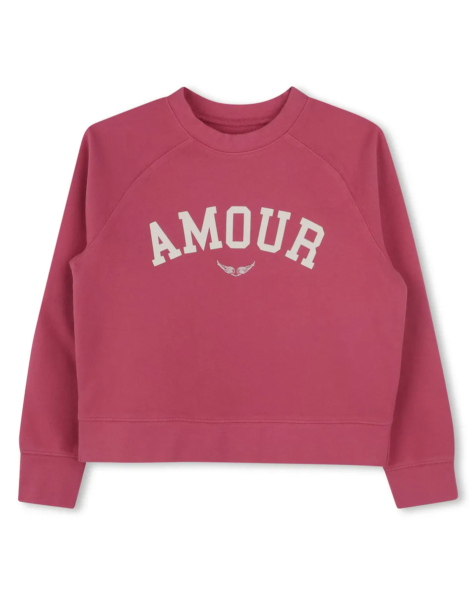 

Хлопковый свитшот для девочек с круглым вырезом Zadig & Voltaire, цвет Rosa
