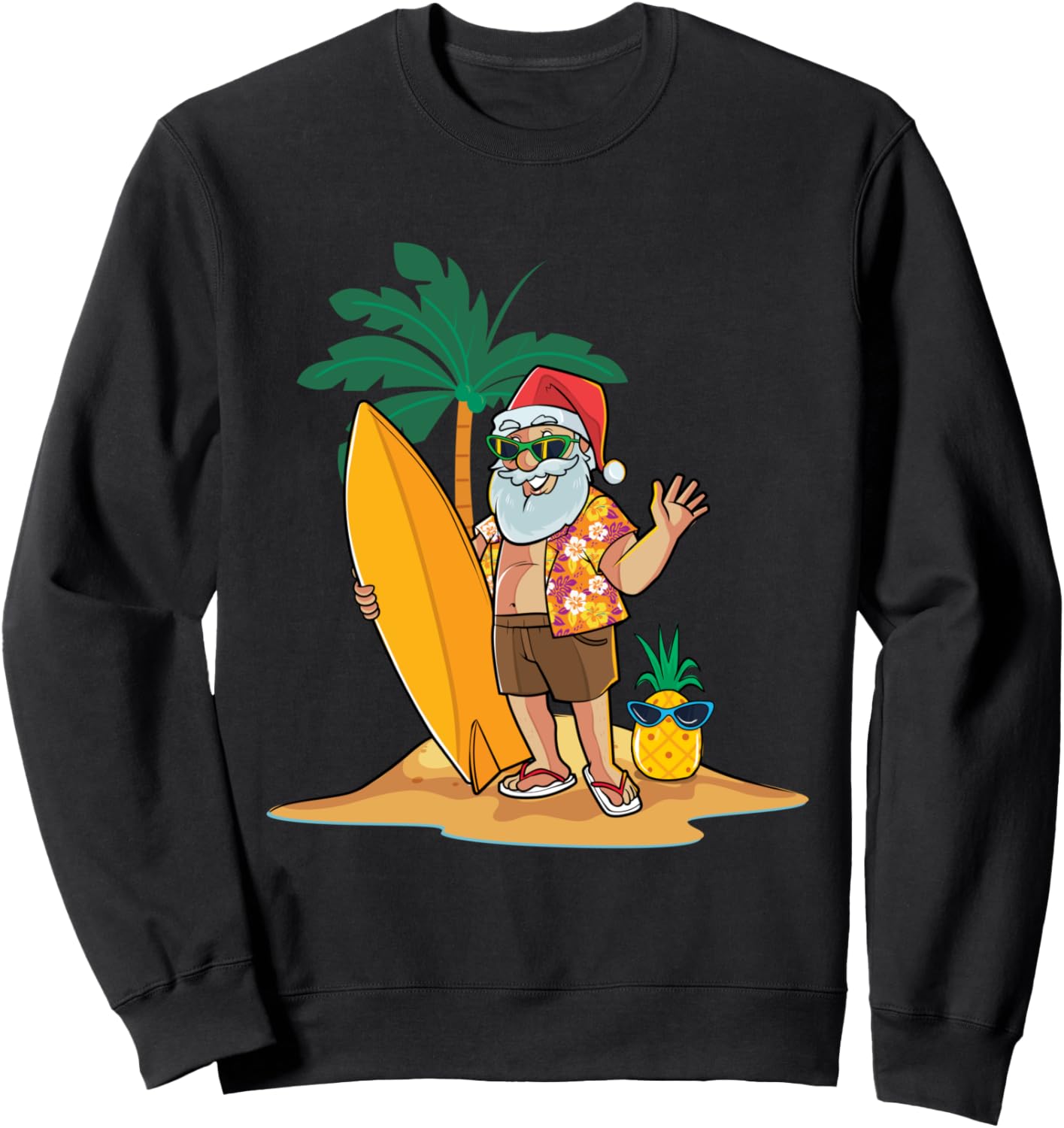 

Рождественская толстовка в июле с забавным Санта-Клаусом, летним серфингом и гавайским серфингом Christmas In July Merry Gift Store, черный