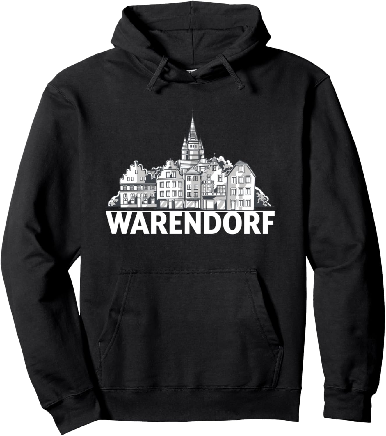 

Худи с силуэтом городского пейзажа города Варендорф, Германия Germany City Skylines Silhouette Outline, черный
