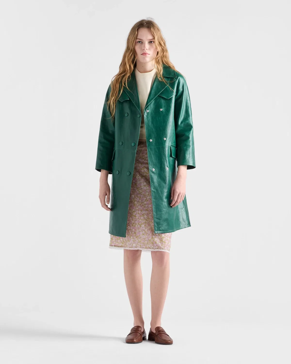 Футболка из хлопкового флиса с круглым вырезом Prada, желтый — фото 2