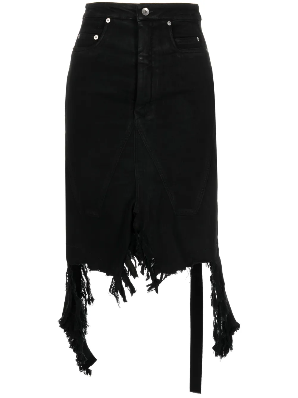 

Джинсовая юбка миди с эффектом потертости Rick Owens DRKSHDW, черный