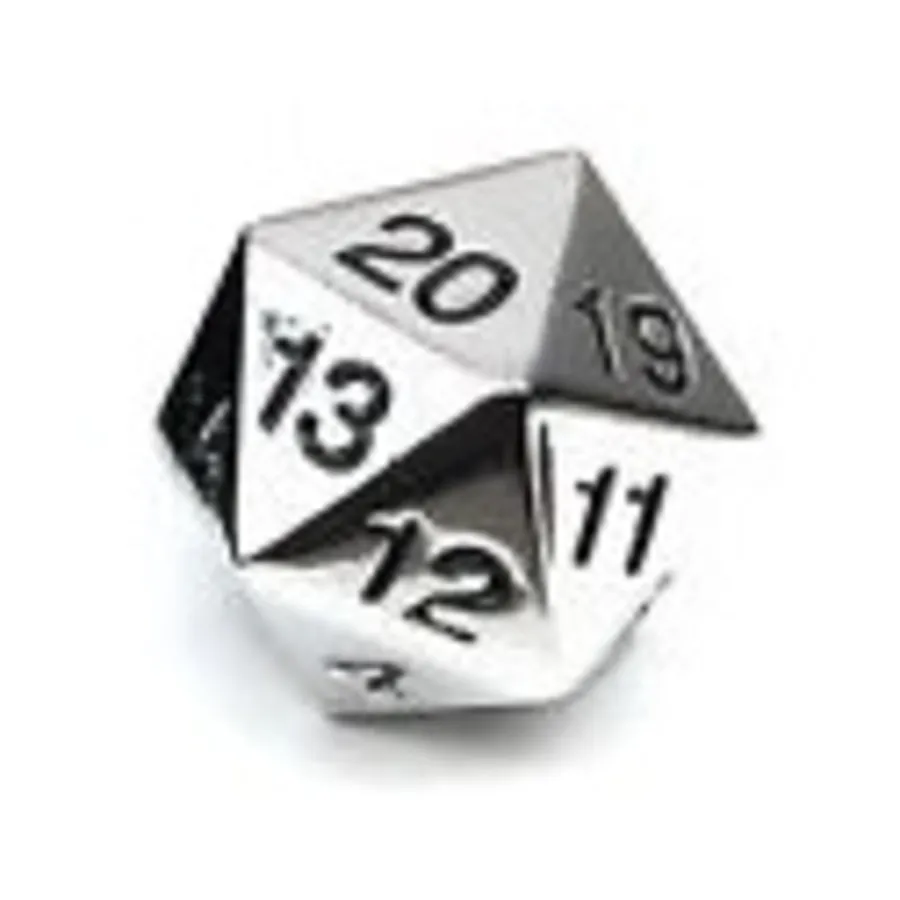 

d20 Металлический обратный отсчет с черными цифрами, Dice - Metal, Oversized