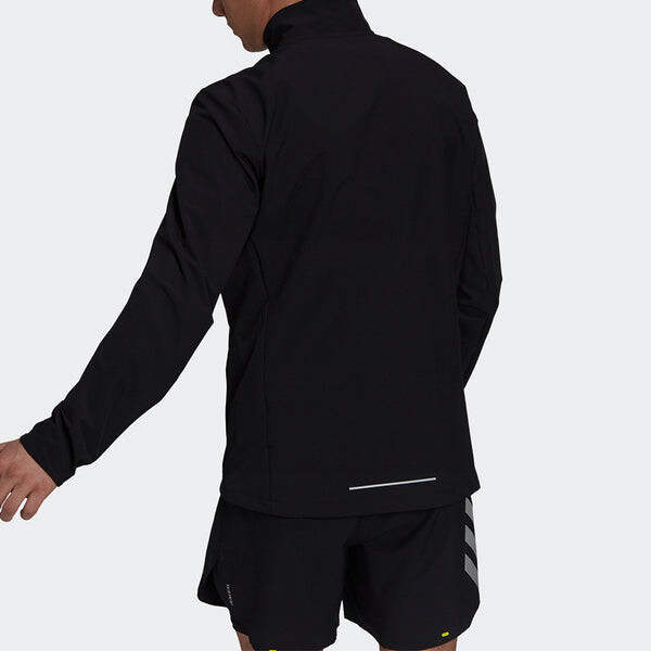 Куртка adidas Own The Run Jkt Training Sports Stand Collar Logo Jacket Black, черный — фото 3