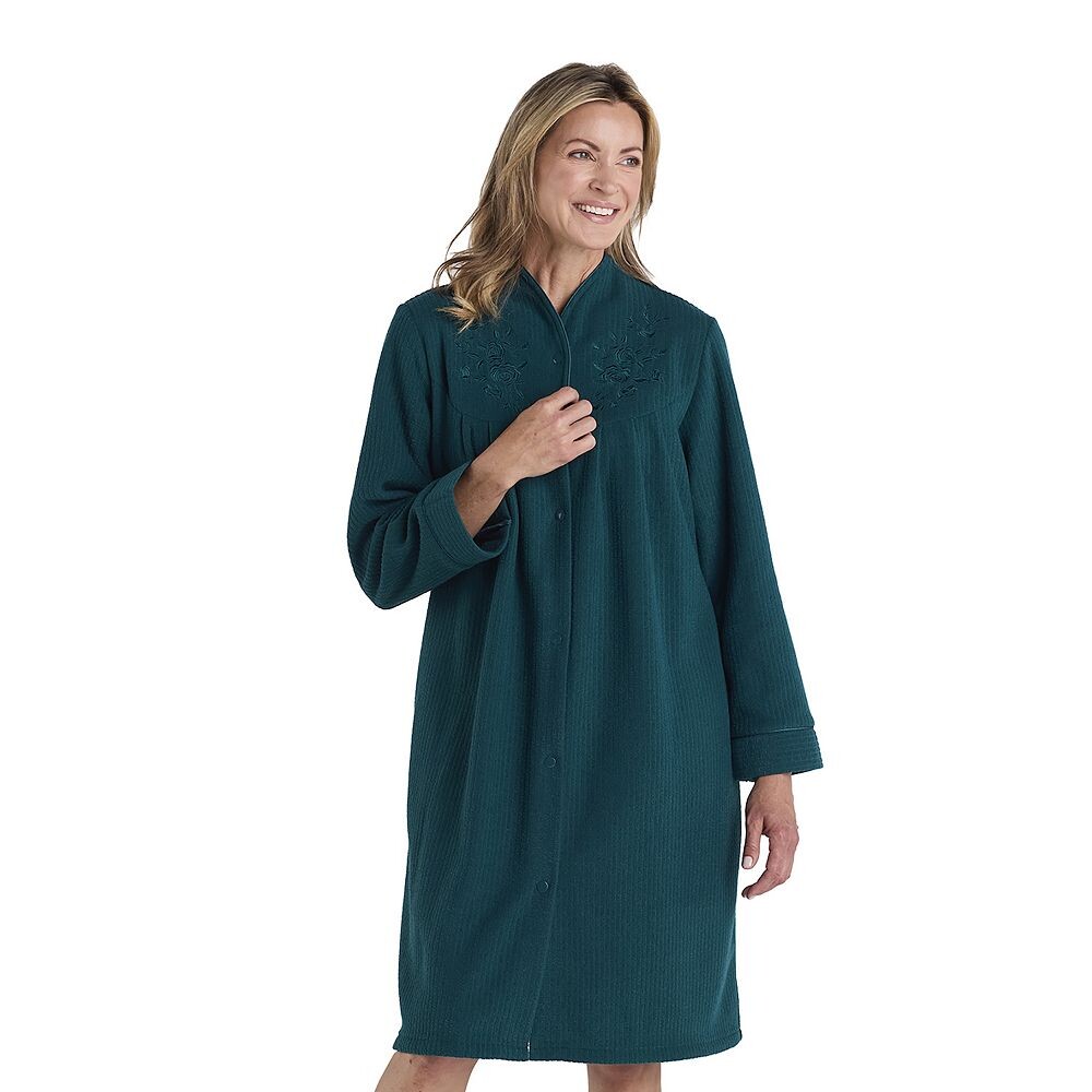 

Короткий махровый халат на кнопках Petite Miss Elaine Essentials с начесом сзади, цвет Emerald