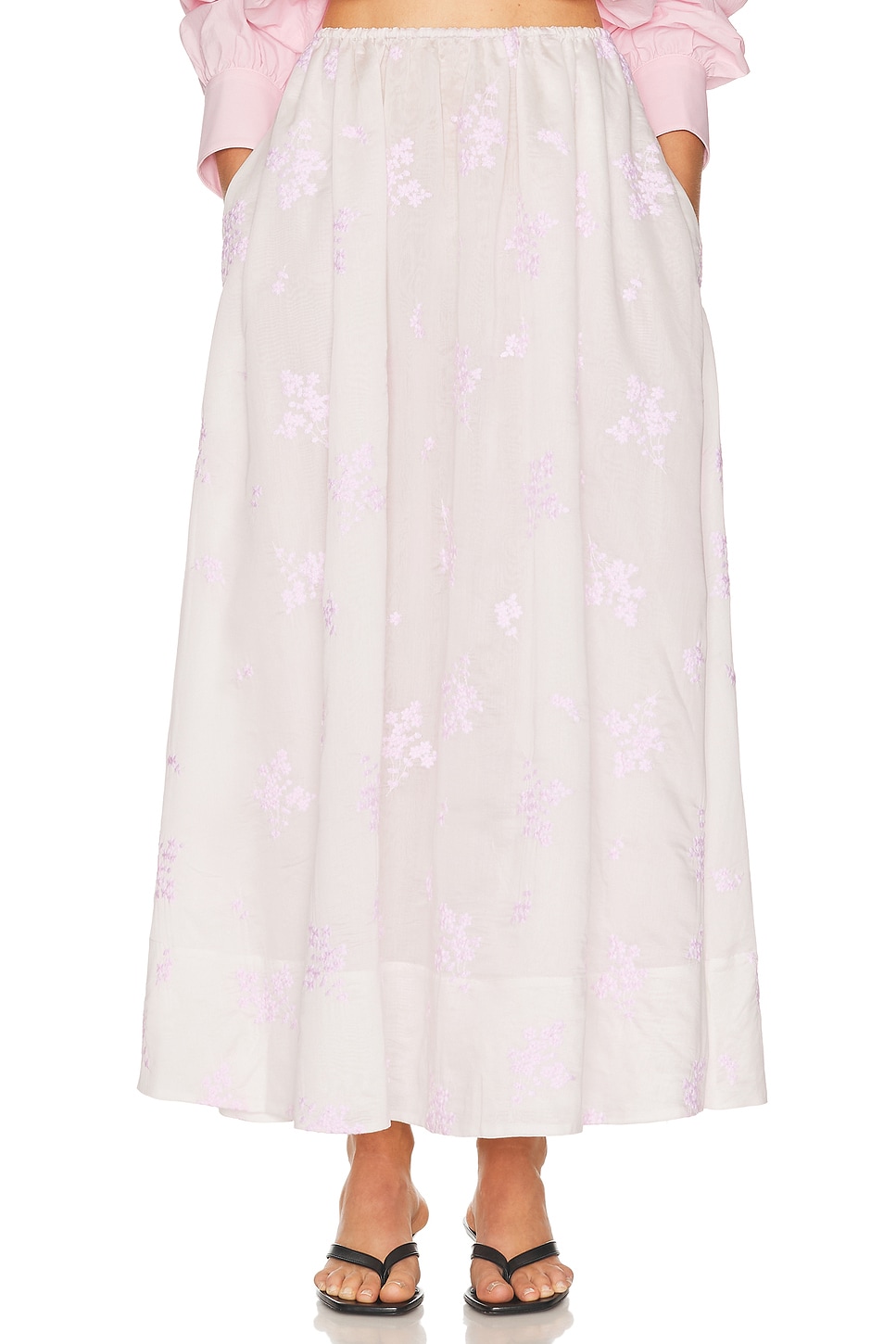 

Юбка Midday с вышивкой цветущей сакуры Helsa, White & Pink Embroidery