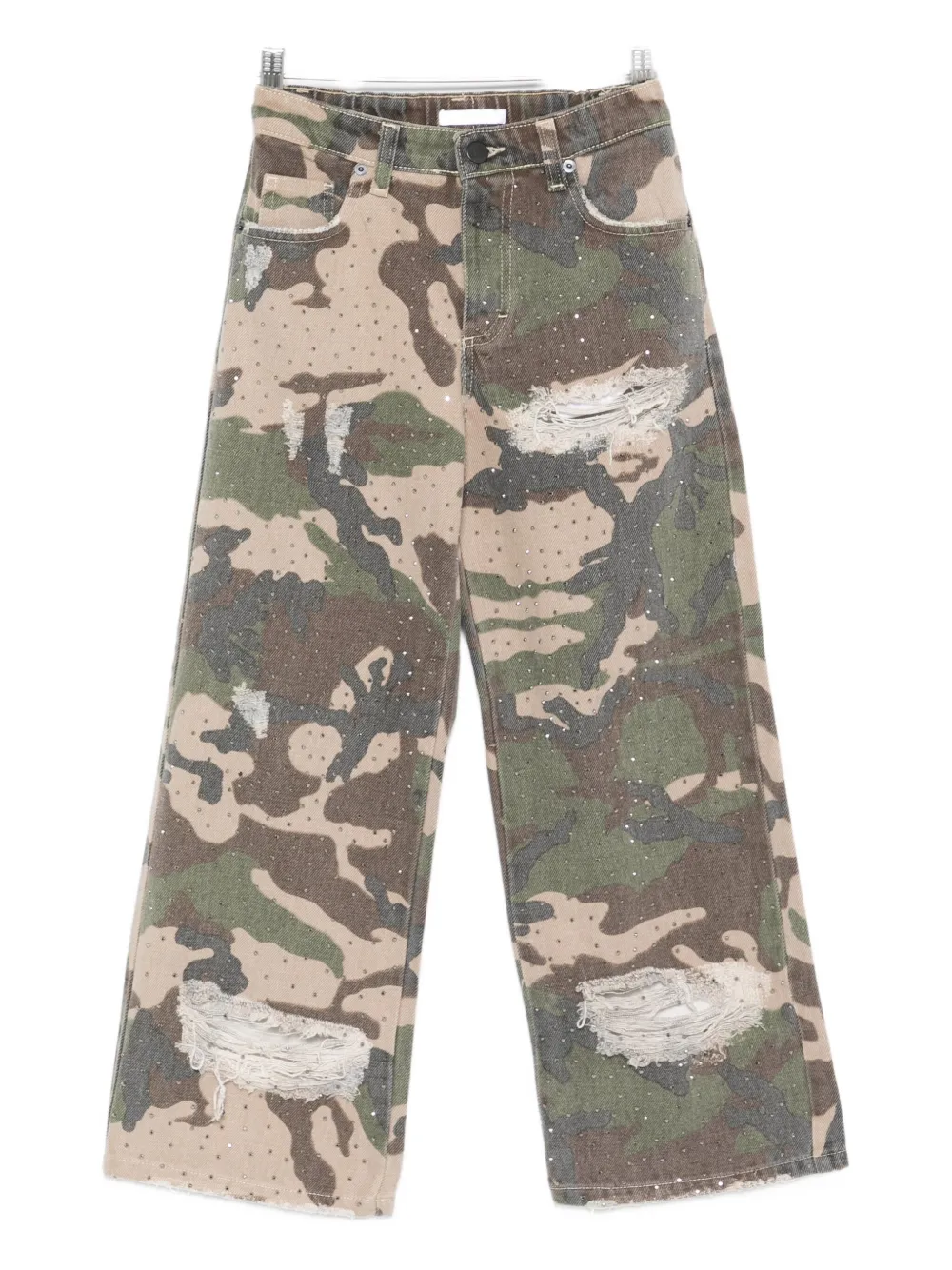 

Повседневные брюки с камуфляжным принтом и декором Miss Grant Kids, коричневый