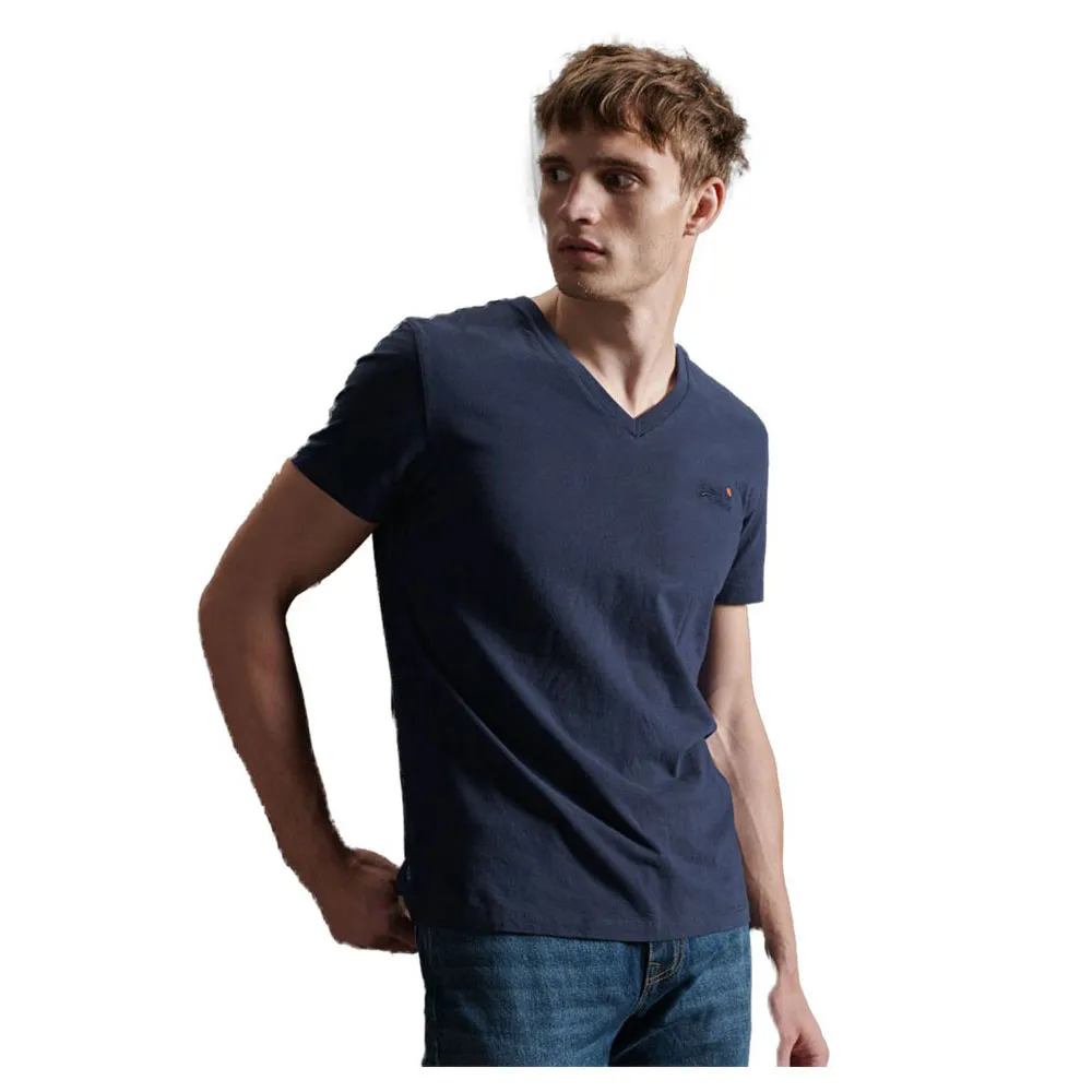 

Футболка Superdry Orange Label Classic short sleeve v neck, синий