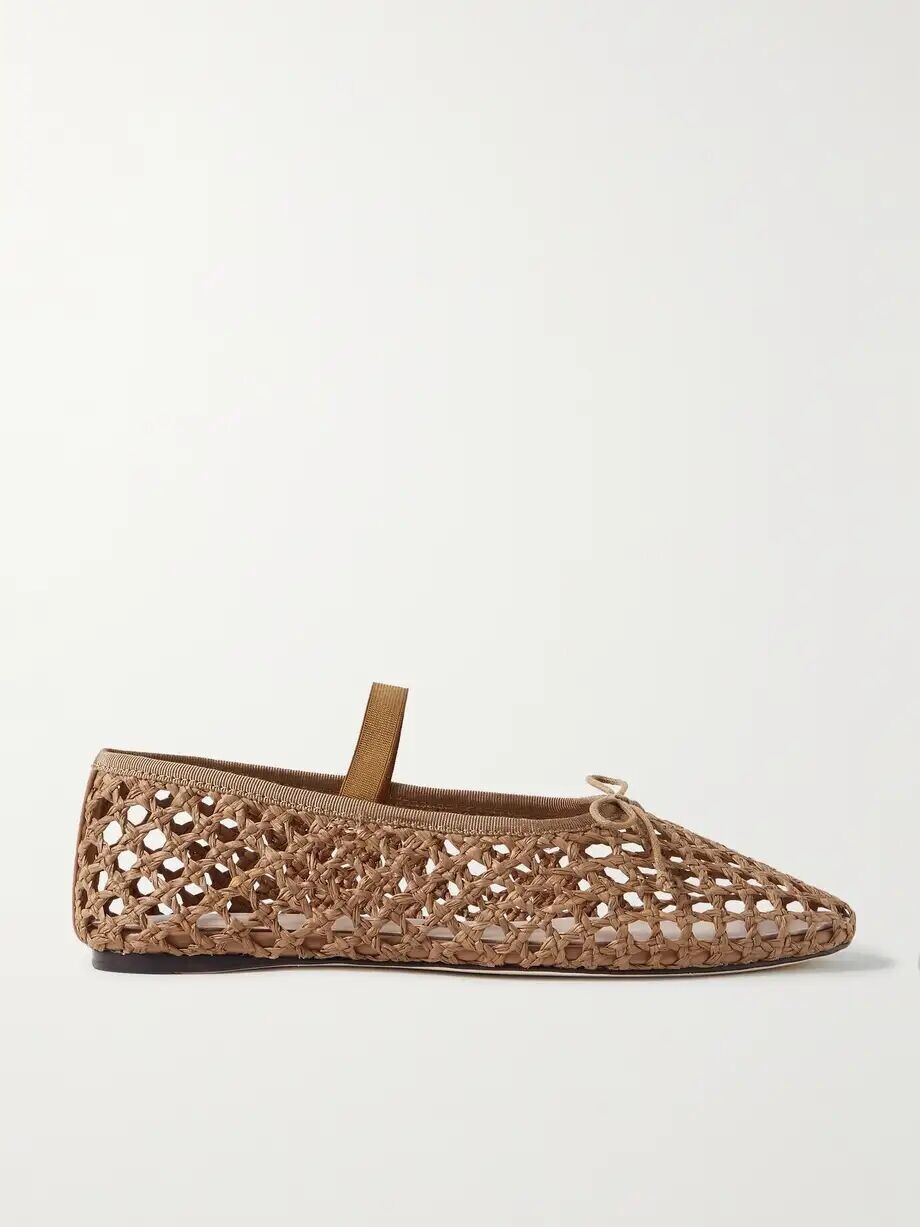 Балетки Mary Jane из рафии Leonie с отделкой в рубчик Loeffler Randall, коричневый