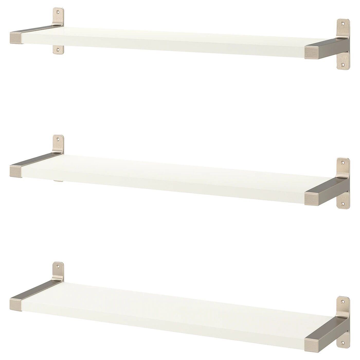 Комбинация настенных полок, белый/никелированный, 80x20 см, BERGSHULT / GRANHULT IKEA
