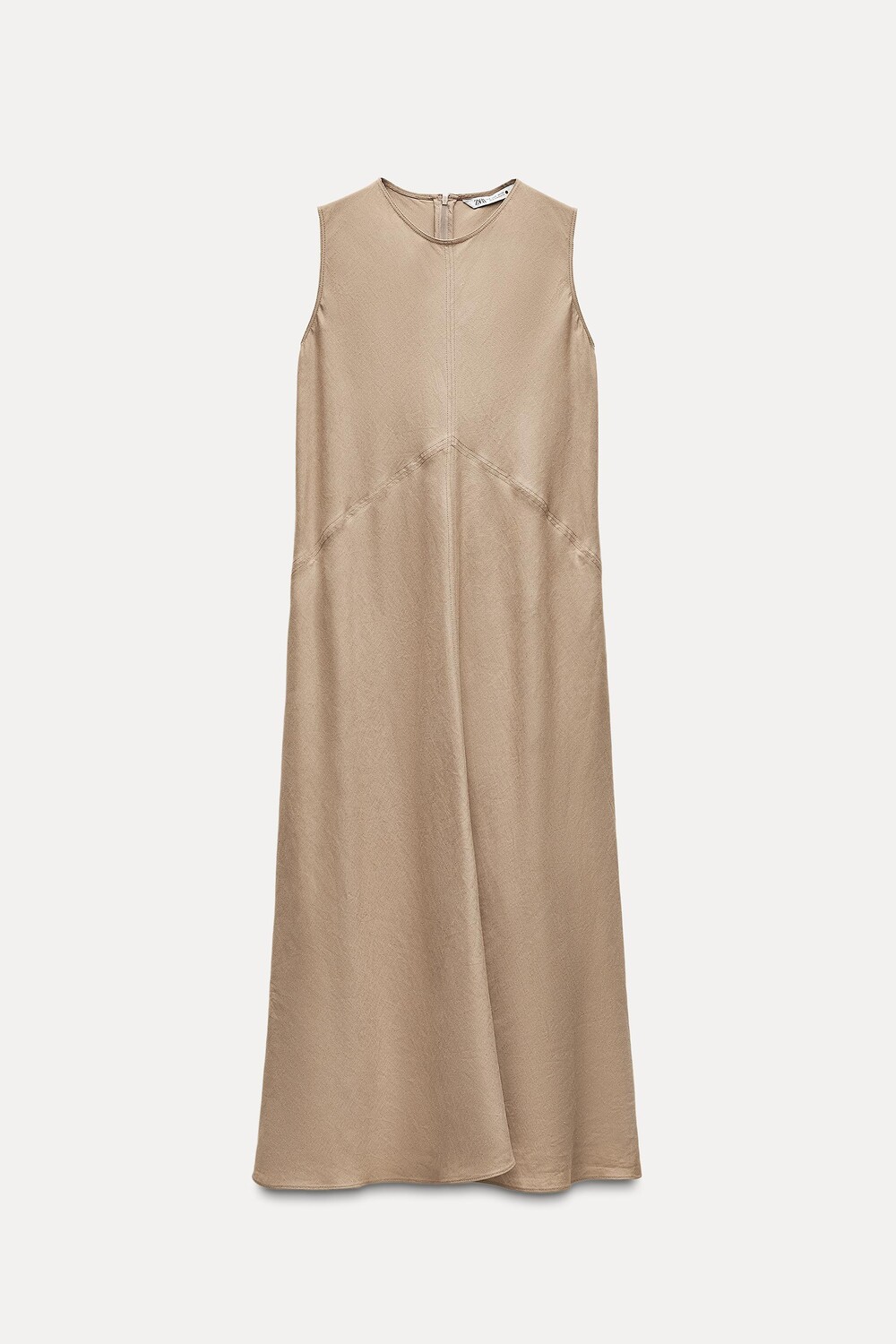 

Платье Zara Zw Collection 100% Linen Midi, серо-коричневый