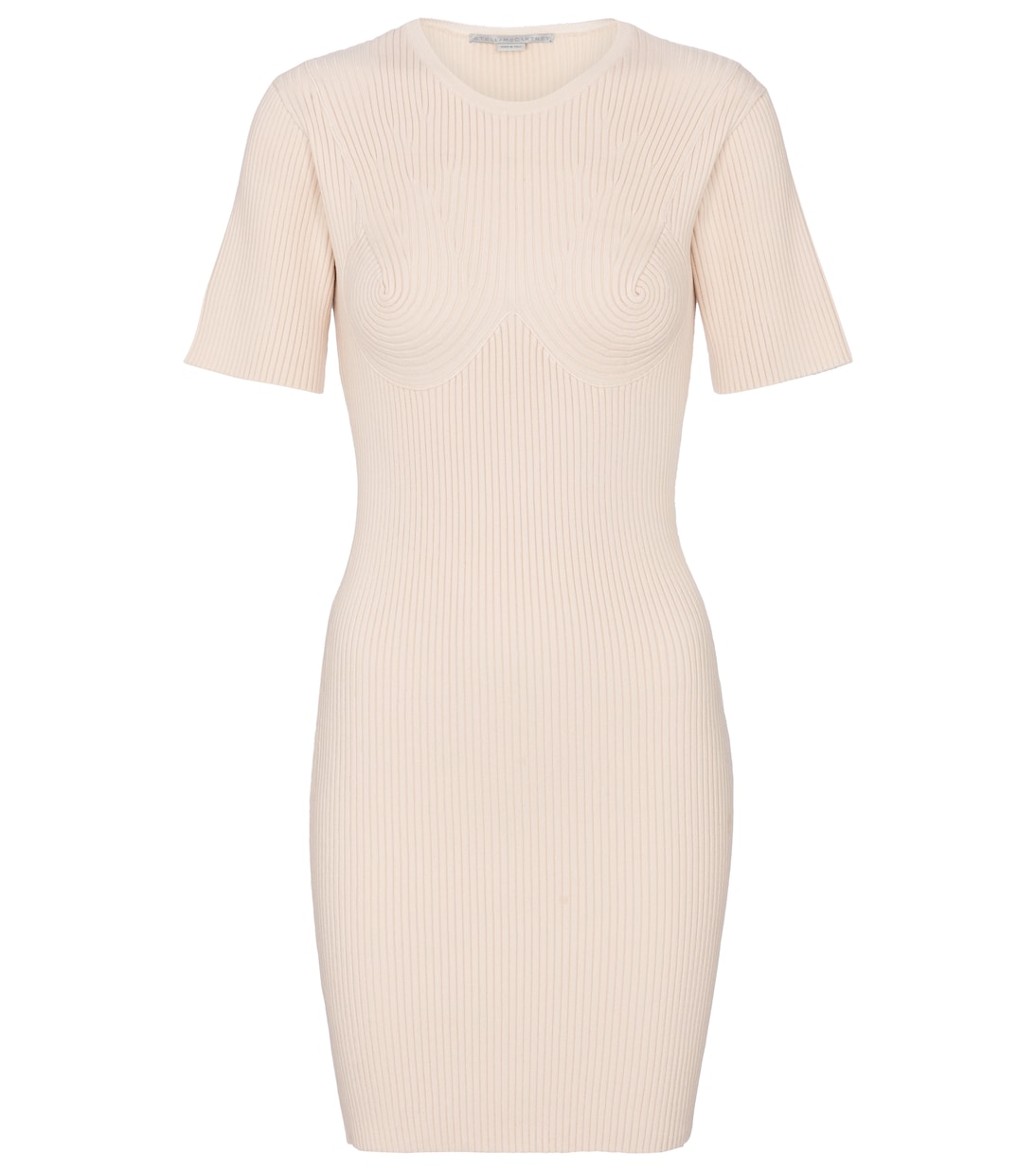 

Мини-платье из хлопковой смеси с ребристой вязкой Stella McCartney, Oat