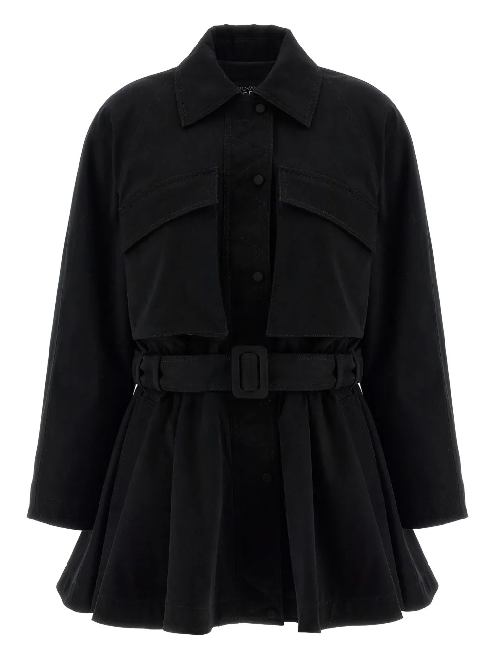 

Мини-платье с поясом и рубашечным воротником Giovanni Bedin, черный