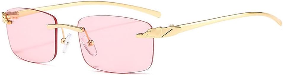 

Винтажные уникальные солнцезащитные очки без оправы с леопардовым принтом, прямоугольные, женские, конфетных цветов, с прозрачными линзами, мужские солнцезащитные очки TKKTLLT, Golden Pink