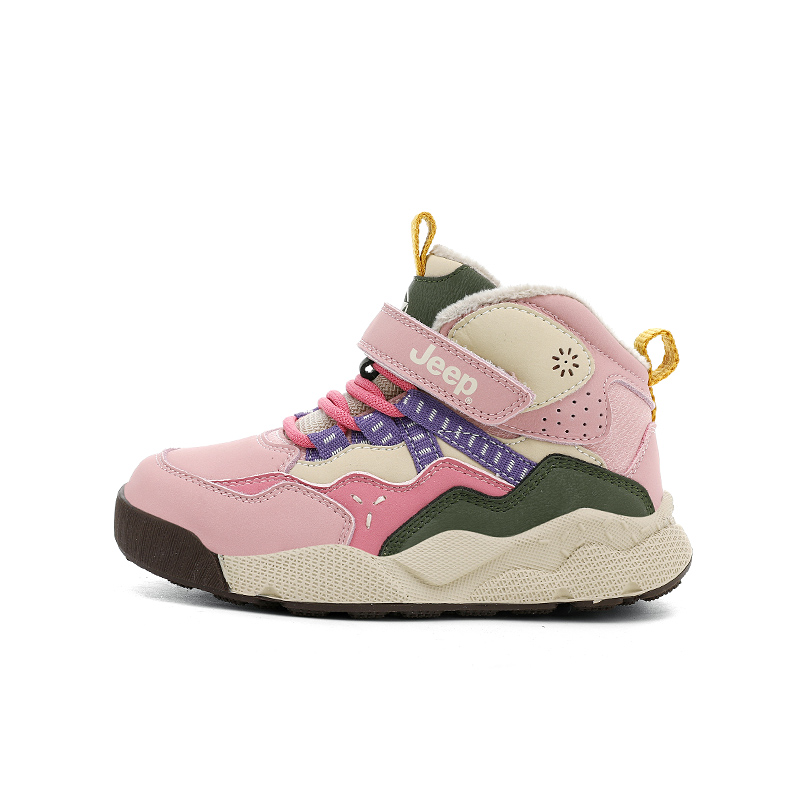 

Explorer 20 детские утепленные нескользящие износостойкие ботинки Jeep, светло-хаки/cherry blossom розовый[thin cotton]