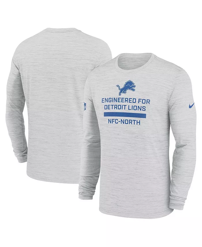 

Мужская футболка с длинным рукавом Ash Detroit Lions Sideline Velocity Performance Nike
