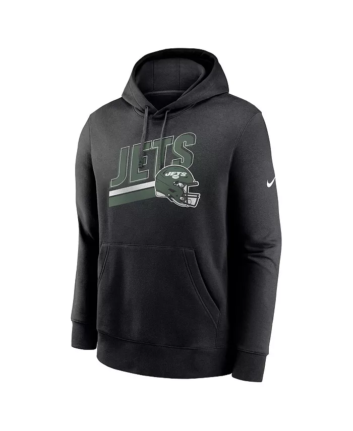 Мужская черная флисовая толстовка с капюшоном New York Jets Club Nike — фото 2