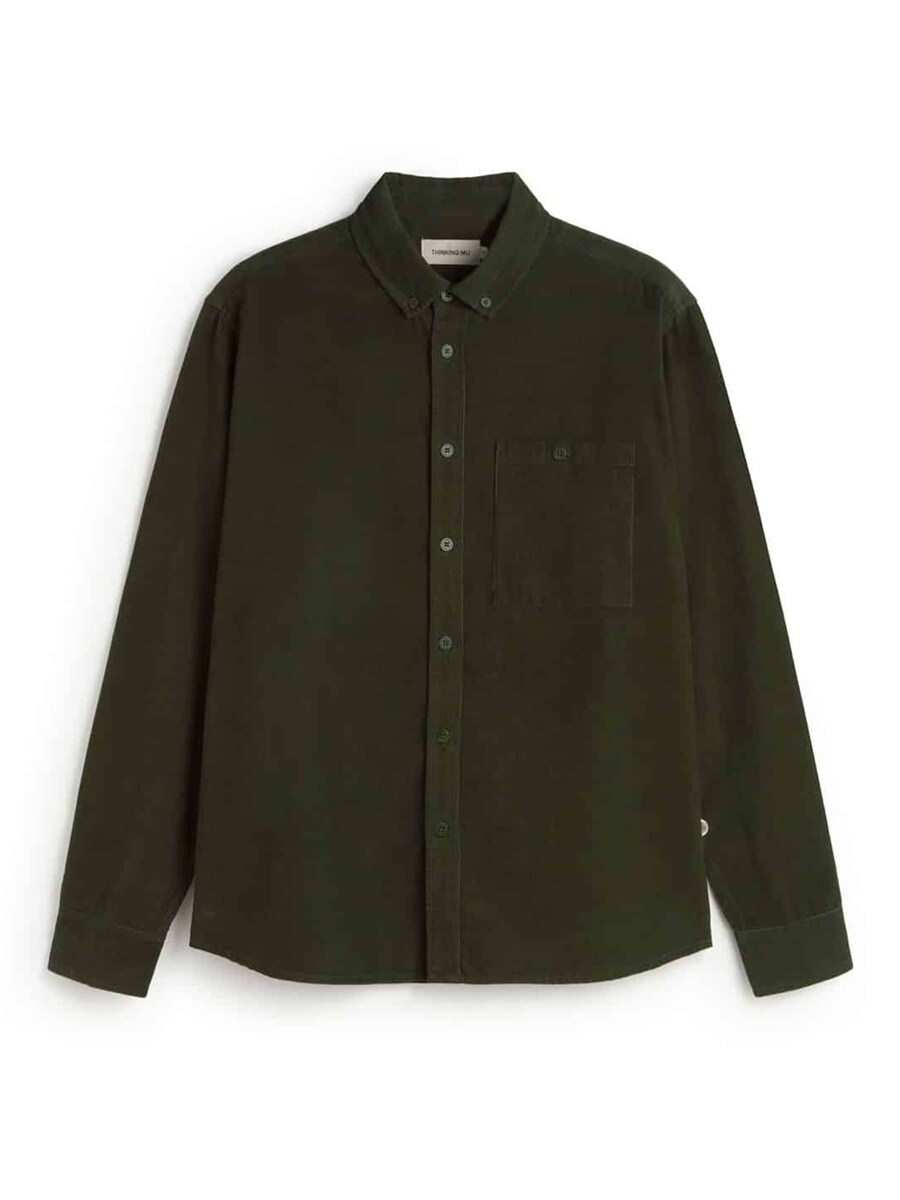 

Рубашка на пуговицах классического кроя Thinking MU Anto, оливковый