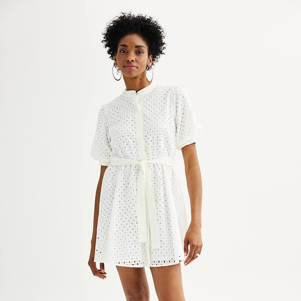 

Женское расклешенное платье с люверсами Nine West, цвет White Knight