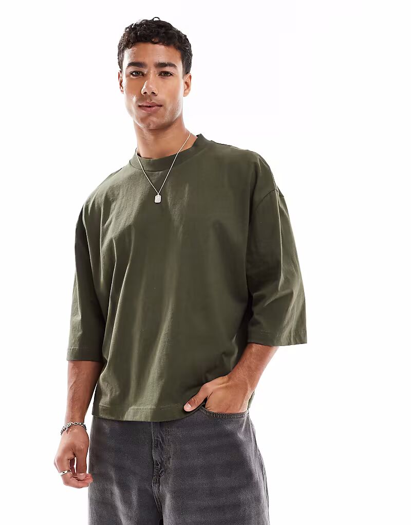 

Футболка свободного кроя с коротким рукавом ASOS DESIGN цвета хаки