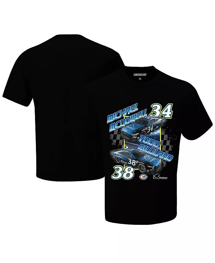 

Мужская черная футболка Todd Gilliland Michael Mc Dowell Quincy Compressor Checkered Flag Sports, черный