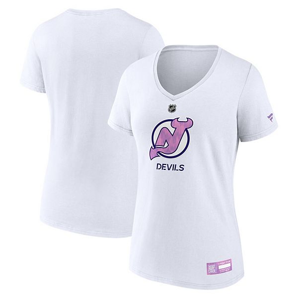 

Женская белая футболка с v-образным вырезом New Jersey Devils 2024 Hockey Fights Cancer Fanatics, Белый, Женская белая футболка с v-образным вырезом New Jersey Devils 2024 Hockey Fights Cancer Fanatics