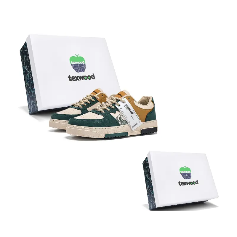 

TEXWOOD Зеленые змеиные кеды на удачу в год змеи мужские низкие скейтерские бежево-зеленые [в коробке], цвет Beige Green[Box]